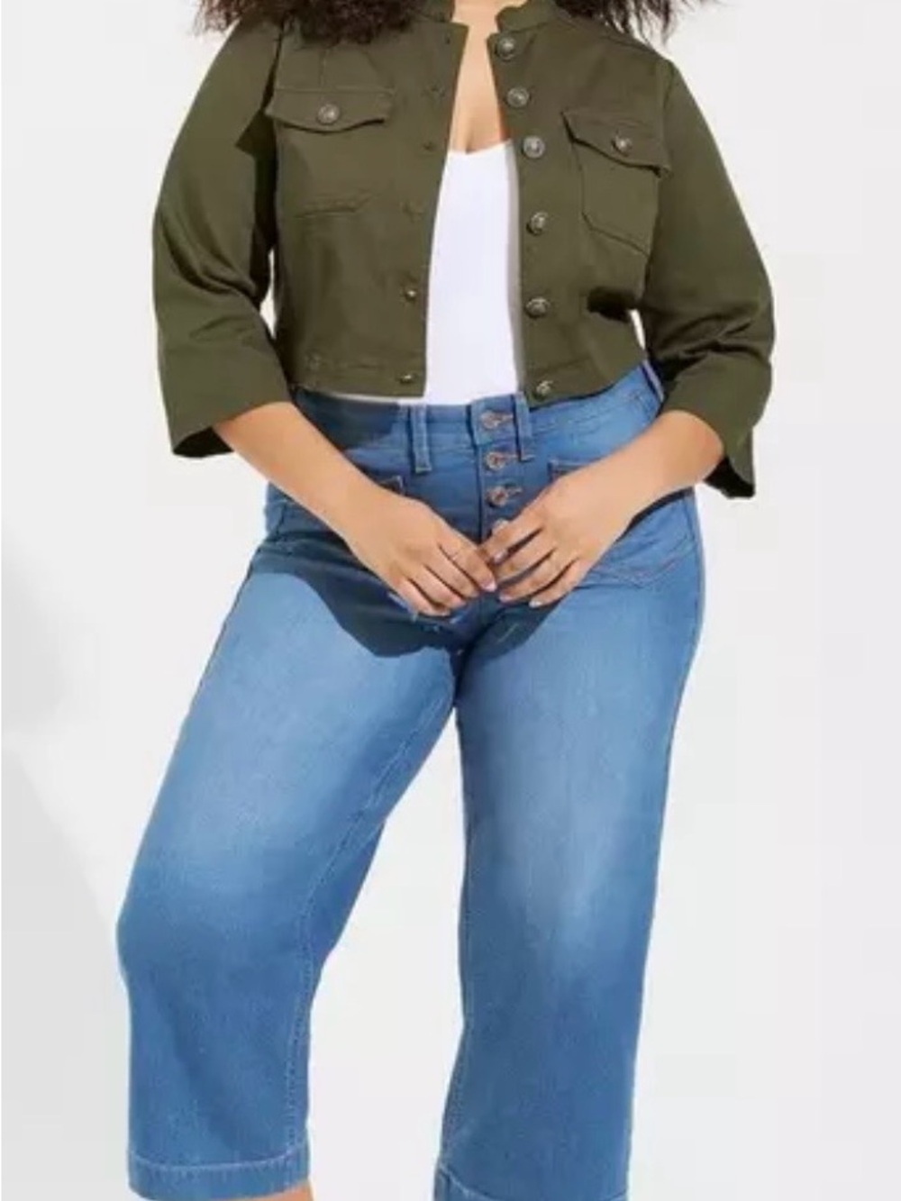 torrid Olive Cropped Utility Jacket - Picture 4 of 6